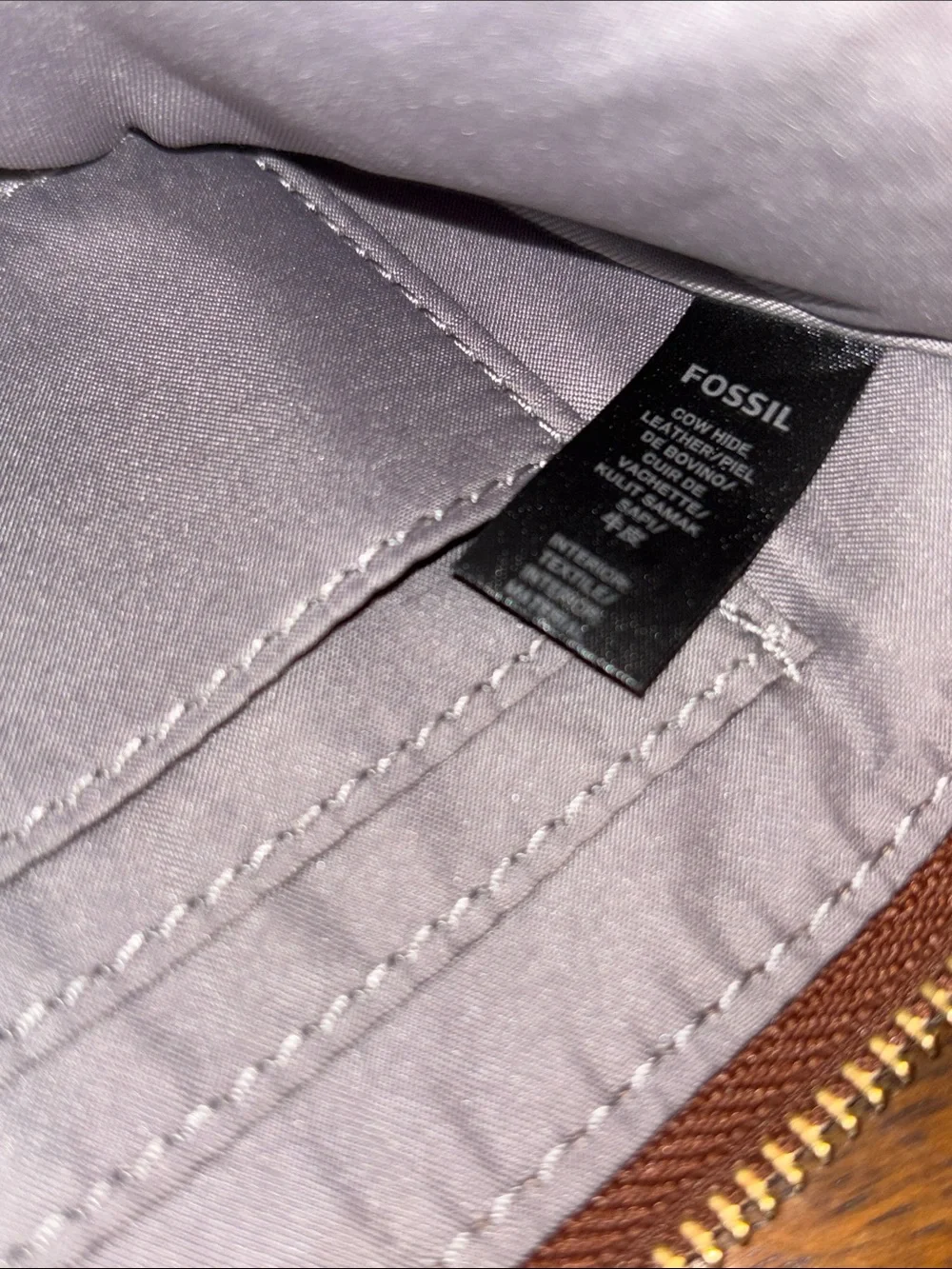 Fossil Brown Pebbled Leather Wristlet with Tassel